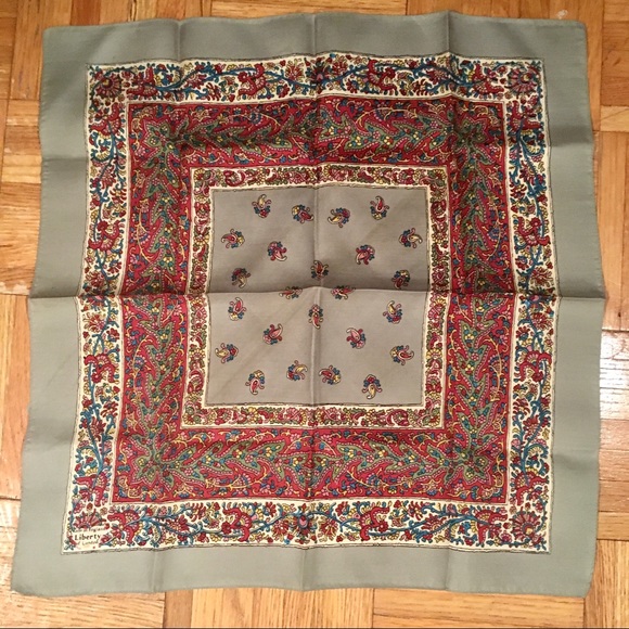Liberty of London Other - Liberty London Grey Pink Paisley Silk Scarf 17"